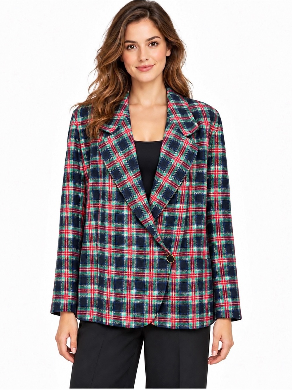 Vintage Pendleton Wool Tartan Plaid Blazer Women 22W Plus Size